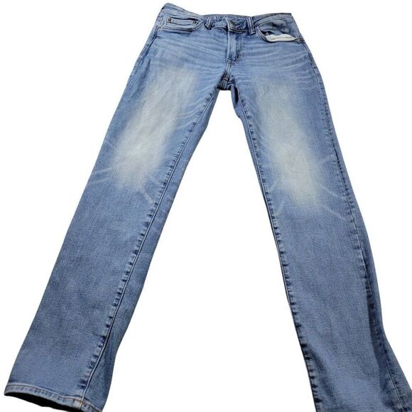 American Eagle Jeans Mens 30x32 Tag 30x34 Slim Medium Wash Denim Stains* - Picture 1 of 8